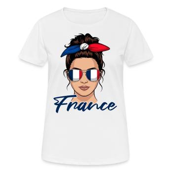Französisch Mädchen Frau Flagge Frankreich - Frauen T-Shirt atmungsaktiv - Weiß - Vorne - AI Model Female 172 dark (172cm)