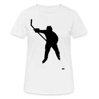 Eishockey Spieler mit Puck - Frauen T-Shirt atmungsaktiv - Weiß - Vorne - AI Model Female 172 dark (172cm)