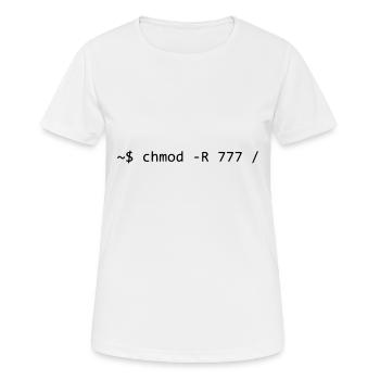 CHMOD 777 - GRANT ALL PRIVILEGES - LINUX BASH - Women's Breathable T-Shirt - white - Front - AI Model Female 172 dark (172cm)