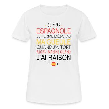 Espagnole - Ma gueule - T-shirt respirant Femme - blanc - Devant - AI Model Female 172 dark (172cm)
