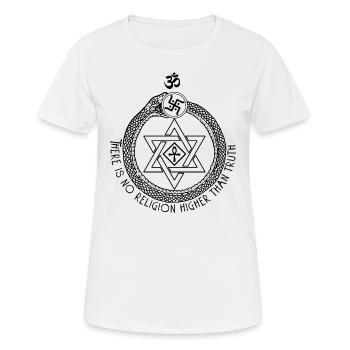 Keine Religion ist höher als die Wahrheit Theosophisches T-Shirt - Frauen T-Shirt atmungsaktiv - Weiß - Vorne - AI Model Female 172 dark (172cm)