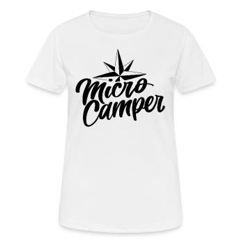 Mikro Camping - Frauen T-Shirt atmungsaktiv - Weiß - Vorne - AI Model Female 172 dark (172cm)