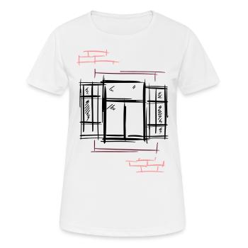 Old antique window with shutters, brick wall - Women's Breathable T-Shirt - white - Front - AI Model Female 172 dark (172cm)