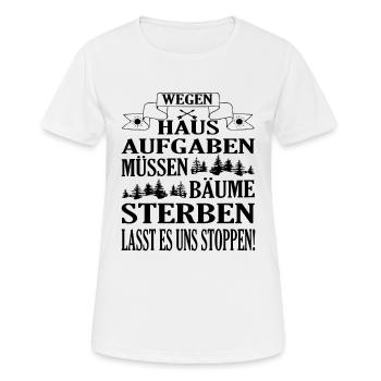 Lustige Hausaufgaben gefährden Bäume - Frauen T-Shirt atmungsaktiv - Weiß - Vorne - AI Model Female 172 dark (172cm)
