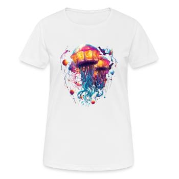 Montgolfière méduse couleurs vives - T-shirt respirant Femme - blanc - Devant - AI Model Female 172 dark (172cm)