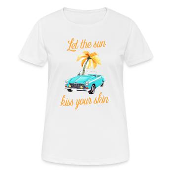 Retro Convertible Saying Sun Kisses The Skin Convertible - Women's Breathable T-Shirt - white - Front - AI Model Female 172 dark (172cm)
