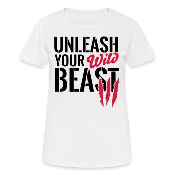 Entfessele dein wildes Tier - Frauen T-Shirt atmungsaktiv - Weiß - Vorne - AI Model Female 172 dark (172cm)