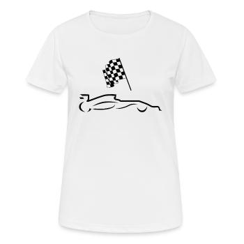 Voitures de course avec drapeaux silhouett - T-shirt respirant Femme - blanc - Devant - AI Model Female 172 dark (172cm)