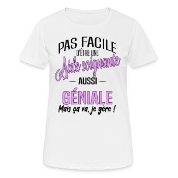 AIDE SOIGNANTE - T-shirt respirant Femme - blanc - Devant - AI Model Female 172 dark (172cm)