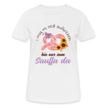 I mog mi ned Aufbrezeln Volksfest Trachten Dirndl - Frauen T-Shirt atmungsaktiv - Weiß - Vorne - AI Model Female 172 dark (172cm)