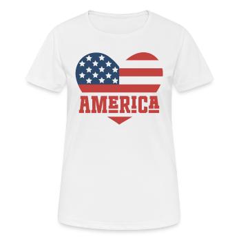 Amerika Flagge Herz - Frauen T-Shirt atmungsaktiv - Weiß - Vorne - AI Model Female 172 dark (172cm)