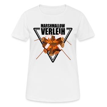 Marshmallow Verleih - Frauen T-Shirt atmungsaktiv - Weiß - Vorne - AI Model Female 172 dark (172cm)