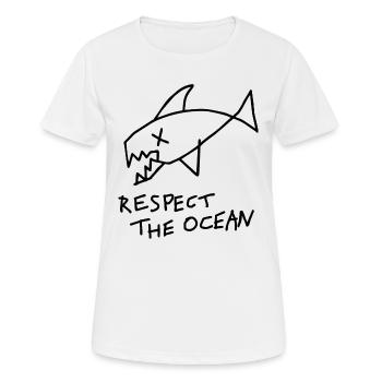 Ocean Graphic respecte l’océan - T-shirt respirant Femme - blanc - Devant - AI Model Female 172 dark (172cm)
