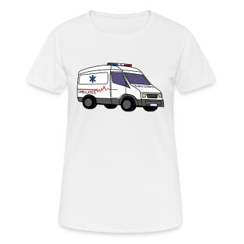 Krankenwagen Rettungsdienst Sanitäter Notarzt - Frauen T-Shirt atmungsaktiv - Weiß - Vorne - AI Model Female 172 dark (172cm)