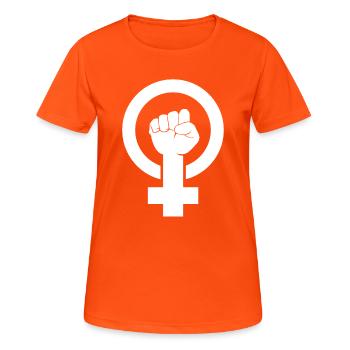 Le féminisme patriarcal proteste le féministe LGBTQ - T-shirt respirant Femme - orange néon - Devant - AI Model Female 172 dark (172cm)