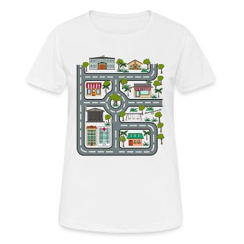Autos Straßen Kinder Schilder Route Verkehr - Frauen T-Shirt atmungsaktiv - Weiß - Vorne - AI Model Female 172 dark (172cm)