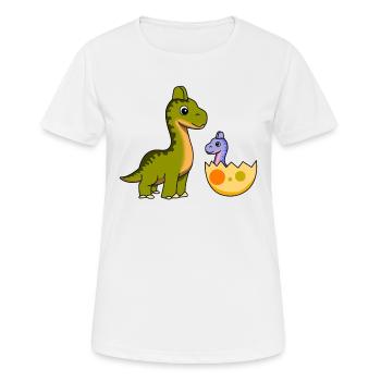 Dinosaur brother brother love offspring family - Women's Breathable T-Shirt - white - Front - AI Model Female 172 dark (172cm)