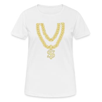 Gangster Kette Gang Gold Ghetto Dollar Geschenk - Frauen T-Shirt atmungsaktiv - Weiß - Vorne - AI Model Female 172 dark (172cm)