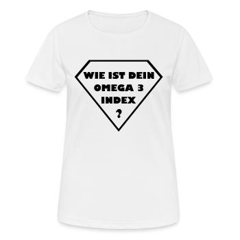 Wie ist dein Omega 3 Index? - Frauen T-Shirt atmungsaktiv - Weiß - Vorne - AI Model Female 172 dark (172cm)