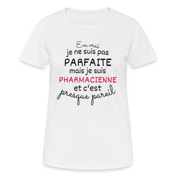 In real not perfect but pharmacist - Women's Breathable T-Shirt - white - Front - AI Model Female 172 dark (172cm)