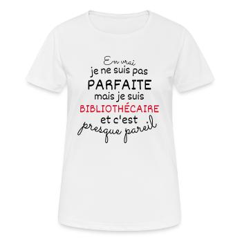 In real not perfect but librarian - Women's Breathable T-Shirt - white - Front - AI Model Female 172 dark (172cm)