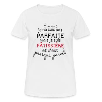En vrai Pas Parfaite Mais Pâtissière - T-shirt respirant Femme - blanc - Devant - AI Model Female 172 dark (172cm)