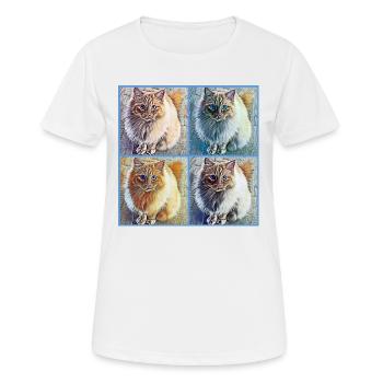 Pop Art Katzen Collage - Frauen T-Shirt atmungsaktiv - Weiß - Vorne - AI Model Female 172 dark (172cm)