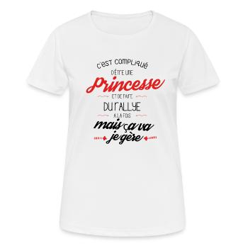 Compliqué d être Princesse et faire du Rallye - T-shirt respirant Femme - blanc - Devant - AI Model Female 172 dark (172cm)