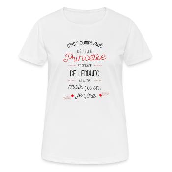 compliqué d être Princesse et faire de L enduro - T-shirt respirant Femme - blanc - Devant - AI Model Female 172 dark (172cm)