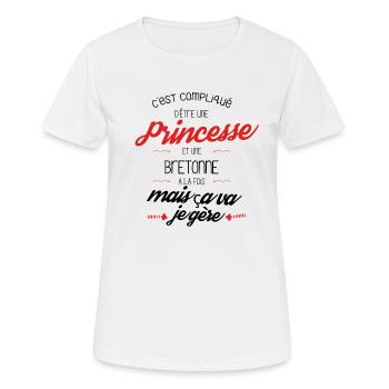 C est compliqué d être Princesse et une Bretonne - T-shirt respirant Femme - blanc - Devant - AI Model Female 172 dark (172cm)