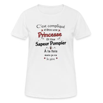 Princesse Sapeur Pompier - T-shirt respirant Femme - blanc - Devant - AI Model Female 172 dark (172cm)
