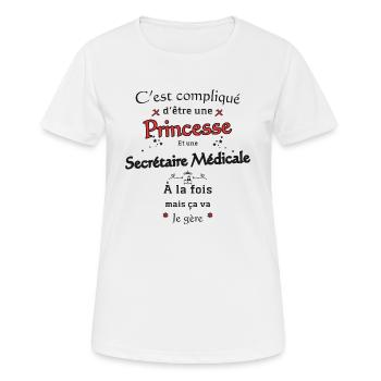 Princesse Et Secrétaire Médicale - T-shirt respirant Femme - blanc - Devant - AI Model Female 172 dark (172cm)