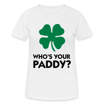 Wer ist dein Paddy? - Frauen T-Shirt atmungsaktiv - Weiß - Vorne - AI Model Female 172 dark (172cm)