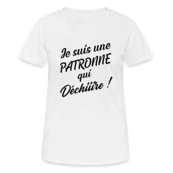 LA PATRONNE QUI DÉCHIRE - T-shirt respirant Femme - blanc - Devant - AI Model Female 172 dark (172cm)