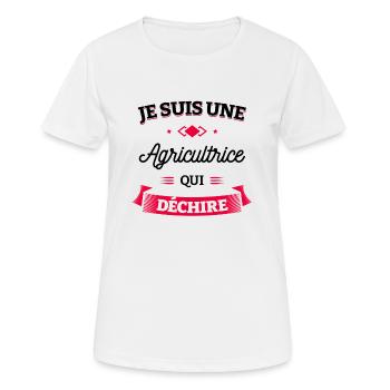 AGRICULTRICE QUI DÉCHIRE - T-shirt respirant Femme - blanc - Devant - AI Model Female 172 dark (172cm)