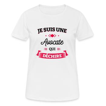 AVOCATE QUI DÉCHIRE - T-shirt respirant Femme - blanc - Devant - AI Model Female 172 dark (172cm)