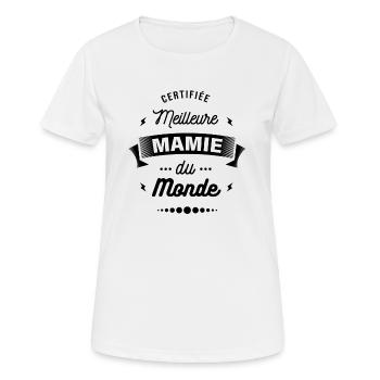CERTIFIÉE MEILLEURE MAMIE DU MONDE - T-shirt respirant Femme - blanc - Devant - AI Model Female 172 dark (172cm)
