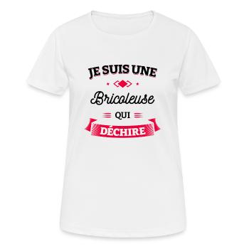 BRICOLEUSE QUI DÉCHIRE - T-shirt respirant Femme - blanc - Devant - AI Model Female 172 dark (172cm)