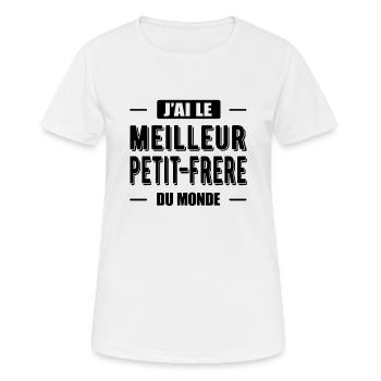J'AI LE MEILLEUR PETIT-FRÈRE DU MONDE - T-shirt respirant Femme - blanc - Devant - AI Model Female 172 dark (172cm)