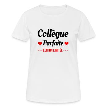 COLLÈGUE PARFAITE ÉDITION LIMITÉE - T-shirt respirant Femme - blanc - Devant - AI Model Female 172 dark (172cm)