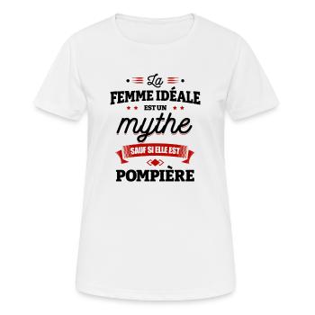 LA FEMME IDÉALE EST POMPIÈRE - T-shirt respirant Femme - blanc - Devant - AI Model Female 172 dark (172cm)