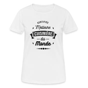 CERTIFIÉE MEILLEURE CUISINIÈRE DU MONDE - T-shirt respirant Femme - blanc - Devant - AI Model Female 172 dark (172cm)