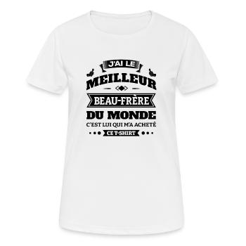 J'AI LE MEILLEUR BEAU-FRÈRE DU MONDE - T-shirt respirant Femme - blanc - Devant - AI Model Female 172 dark (172cm)