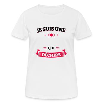 PERSONNALISER QUI DÉCHIRE - T-shirt respirant Femme - blanc - Devant - AI Model Female 172 dark (172cm)