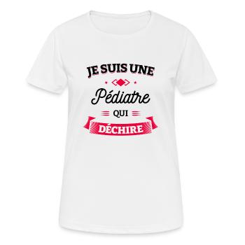 PÉDIATRE QUI DÉCHIRE - T-shirt respirant Femme - blanc - Devant - AI Model Female 172 dark (172cm)