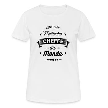 CERTIFIÉE MEILLEURE CHEFFE DU MONDE - T-shirt respirant Femme - blanc - Devant - AI Model Female 172 dark (172cm)