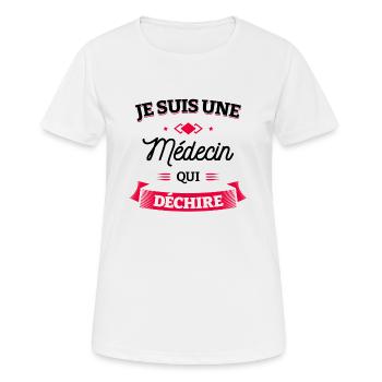 MÉDECIN QUI DÉCHIRE - T-shirt respirant Femme - blanc - Devant - AI Model Female 172 dark (172cm)