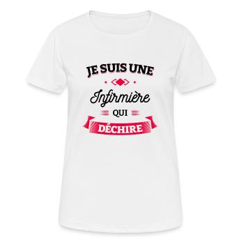 INFIRMIÈRE QUI DÉCHIRE - T-shirt respirant Femme - blanc - Devant - AI Model Female 172 dark (172cm)
