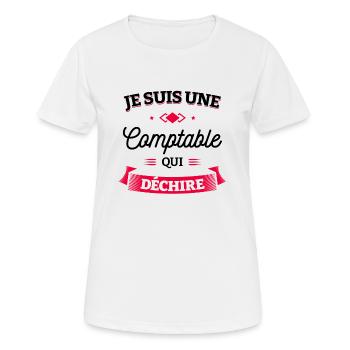 COMPTABLE QUI DÉCHIRE - T-shirt respirant Femme - blanc - Devant - AI Model Female 172 dark (172cm)