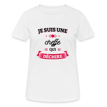 CHEFFE QUI DÉCHIRE - T-shirt respirant Femme - blanc - Devant - AI Model Female 172 dark (172cm)